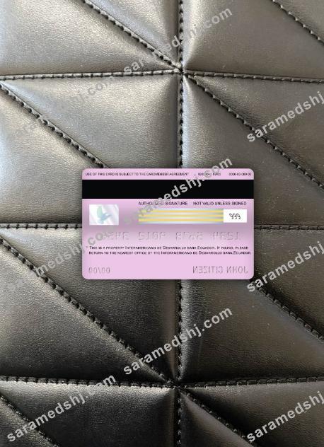 Ecuador Banco Interamericano de desarrollo (BID) bank visa signature card photolook back